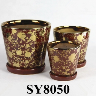 Ceramic pot for sale pattern bronze galvanized garden flower pot