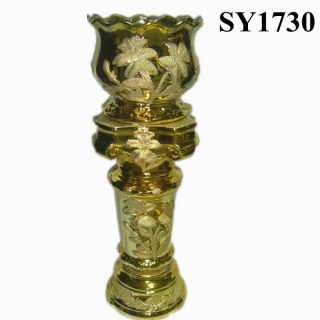 Golden galvanized outdoor garden roman column