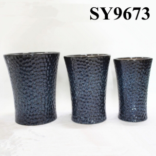 Shining bright blue garden decorative plant pots