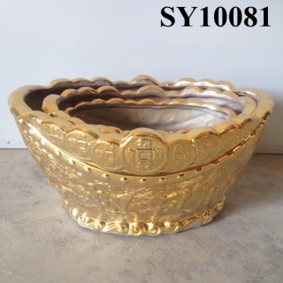 Golden big decoration ceramic flower pot