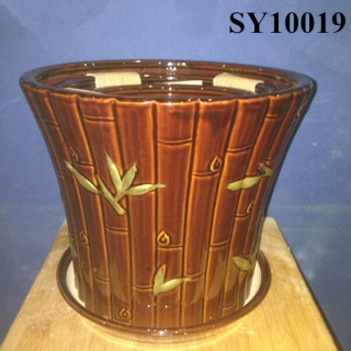bamboo flower pot with saucer