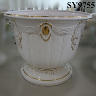 Pot for flower liquid gold modern ceramic pot
