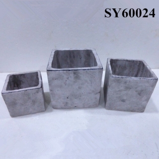 Squared white clay square decoration flower pot