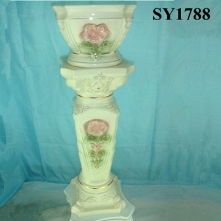 39 inch indoor ceramic flower columns