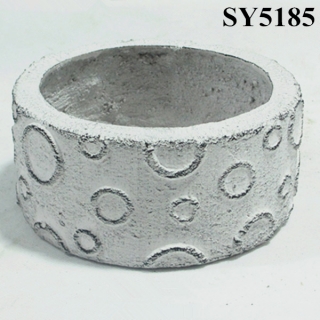 White finished cement flower pot