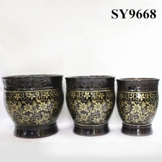 multi color with gold printing ceramic pot plantes