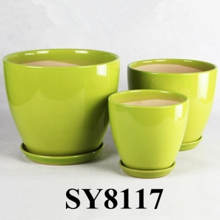 decorative green porcelain planter pot