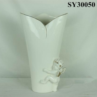 White decoration ceramic flower vase