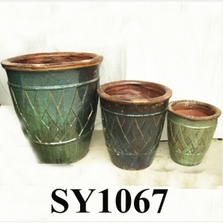 Big basket shape rustic colors pottery plant pot