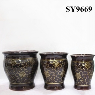 Printing gold plant pot ceramic decoration