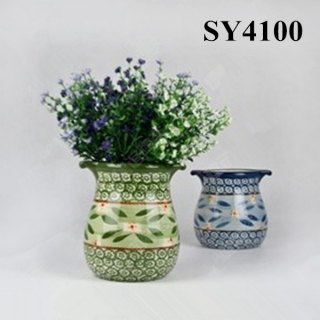 Beautiful hand painted antique ceramic flower vase