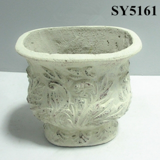 White finished paper mache flower pot