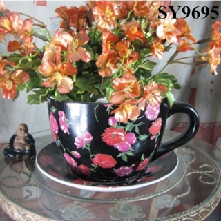 Garden pot for sale coffee cup ceramic flower pot