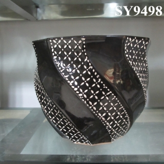 new black glazed decoration flower pot