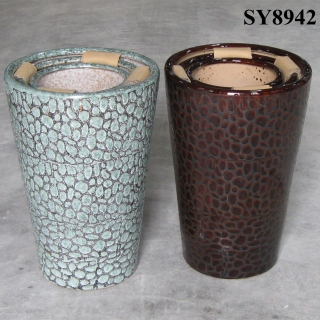 Colorful tall decoration glazed ceramic pot