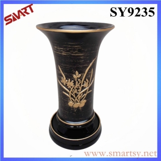 Painting and carving black decoration garden flower pot