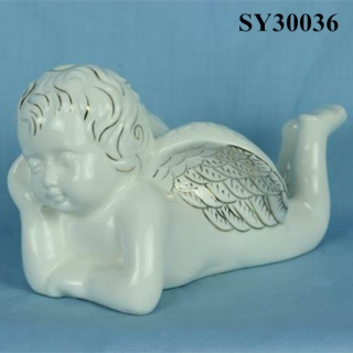 Thinking ceramic garden angel statue