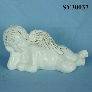 Thinking porcelain angel statue