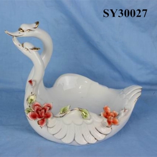 Swan design painting decoration fruit plate
