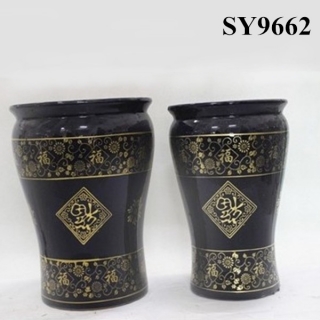 Black and gold ceramic plant pots wholesale