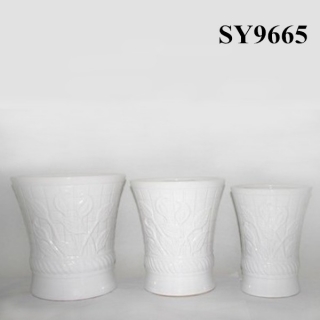 Plain white glazed ceramic wholesale plant pots