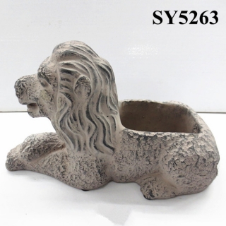 13 inches sitting lion animal garden plant pot