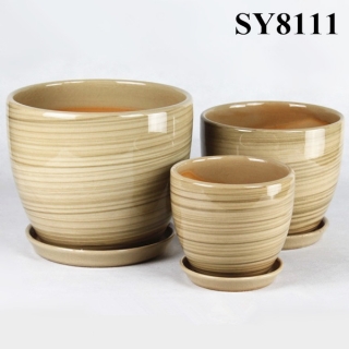 Home decoration for pot glazed brown ceramic flower pots wholesale