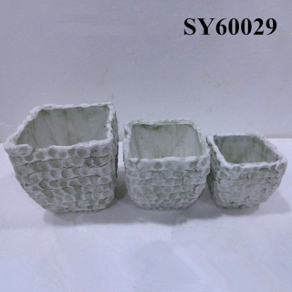 Brick like white clay pots terracotta