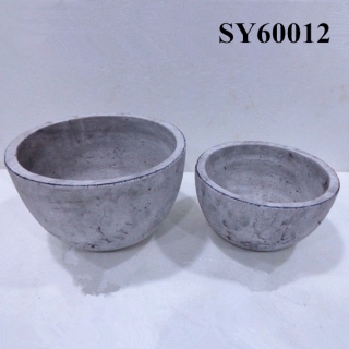 Finished pot for garden bowl shape round cement decoration flower pot