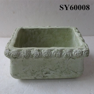 Rectangular cement finished ceramic decoration flower pot