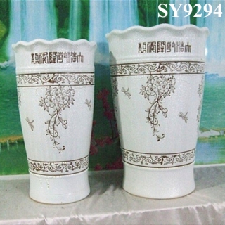 Plant for garden pot pearlized white glazed ceramic plant pot