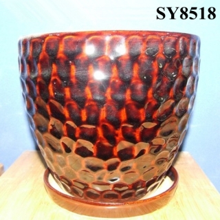 Red fish scales design cheap glazed ceramic planter pot