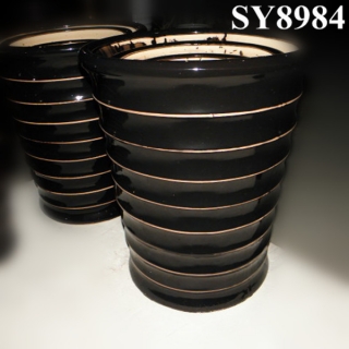 Big ceramic black glazed flower pots