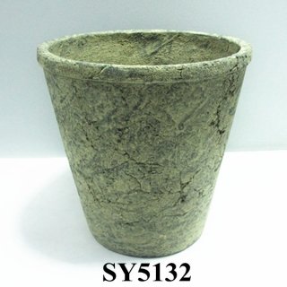 Mossy round cement garden pots wholesale