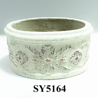 papier mache cement oval flower pot