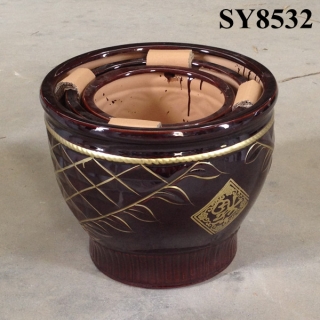 Large pot for sale brown glazed garden plant pot