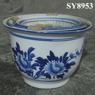 Pot for flower blue pattern decoration ceramic planter pot