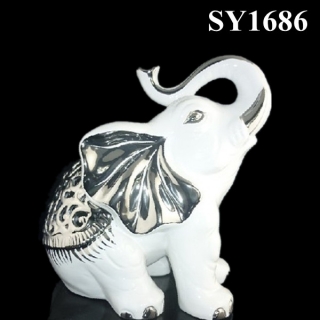 Isolate the silver plating white ceramic elephant home decoration