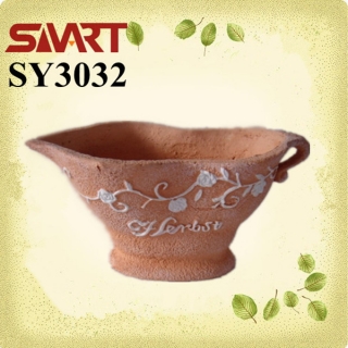 With ear handmade cup terracotta clay pot