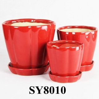 With saucer red glazed wholesale bonsai flower pots