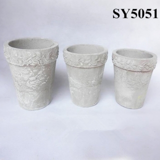 White and round garden clay flower pots wholesale