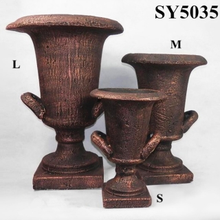 Brass trophy design cement antique brass planter pot