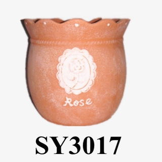 Rose round outdoor terracotta planter pot