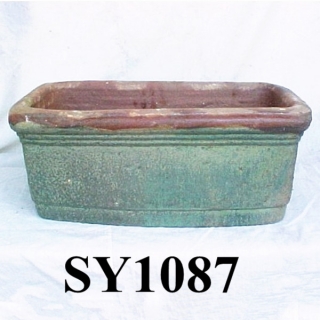 25" large square glazed ceramic bonsai pot