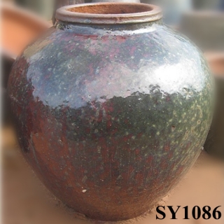 Bottle shape large black rustic antique handmade ceramic pots