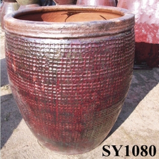 Garden flower pot for home decoration red rustic antique ceramic plant pot