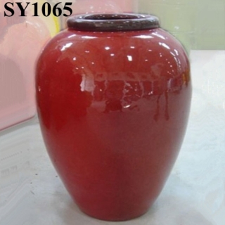 Ceramic pot for flower 25" red glazed garden pottery pot