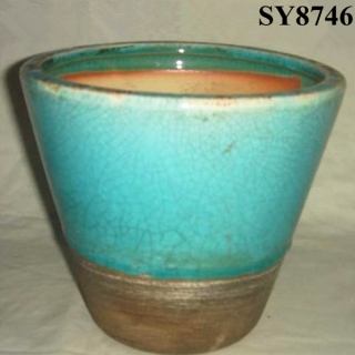 6" two colors antique glazed indoor plant pot