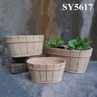 Flower pot for sale wooden style cement indoor garden planters