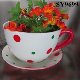 Pot for flower cup and saucer ceramic pot
